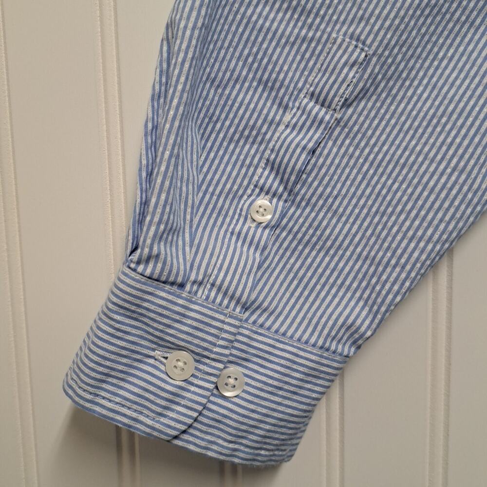 Ava & Viv Long Sleeve Shirt Womens 1X Blue White Striped Button Up Top Coastal - Picture 10 of 14